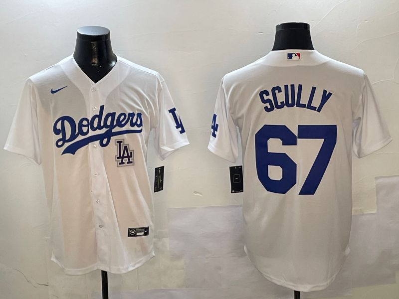 Men Los Angeles Dodgers #67 Scully White Game 2024 Nike MLB Jersey style 0108